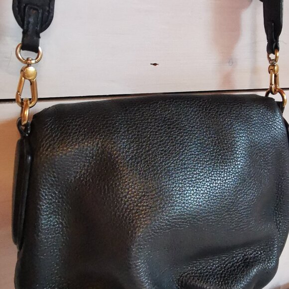 Marc by Marc Jacobs Black Pebbled Leather Top Flap Crossbody Bag Purse - Picture 4 of 12